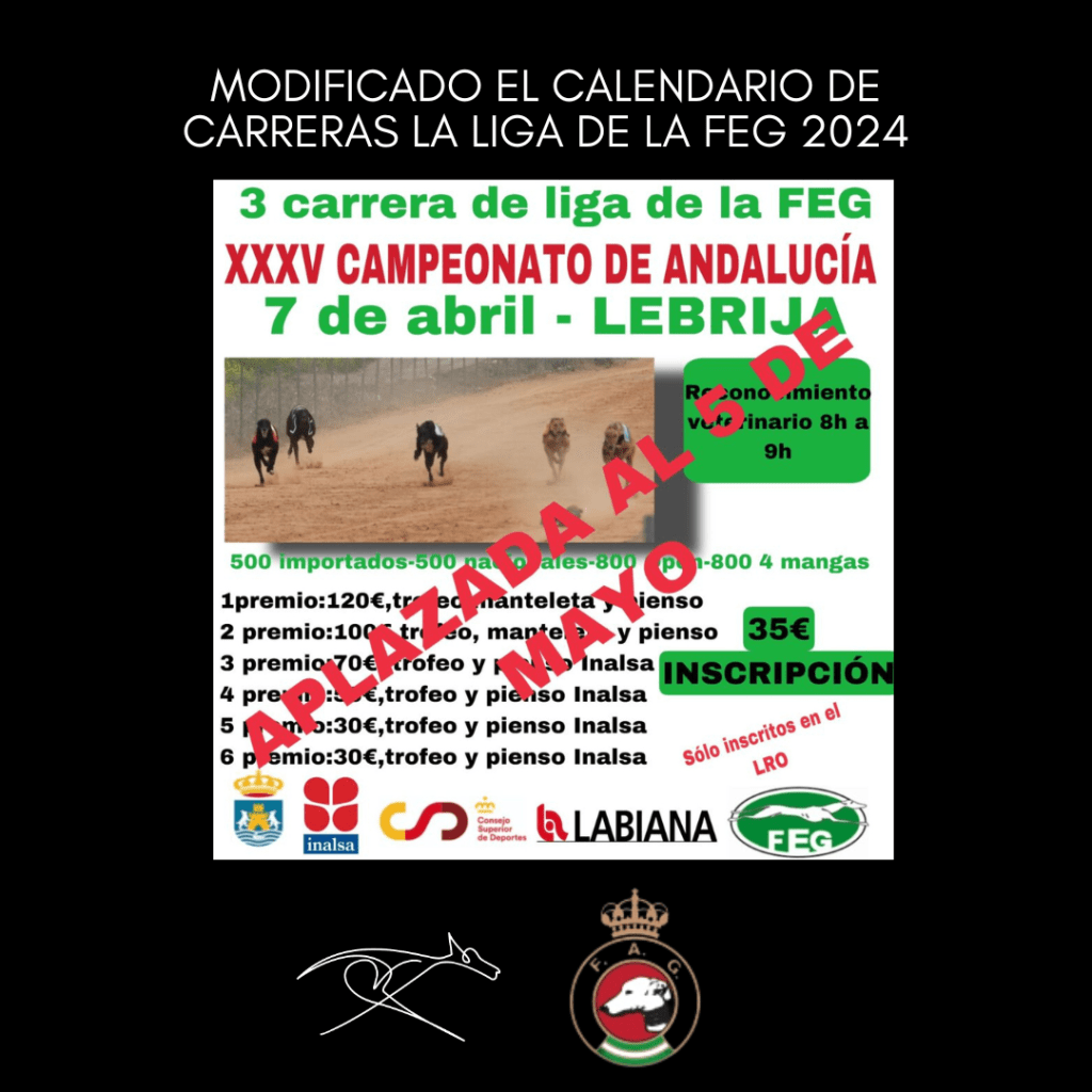 Modificado el CALENDARIO de Carreras La Liga de la FEG 2024