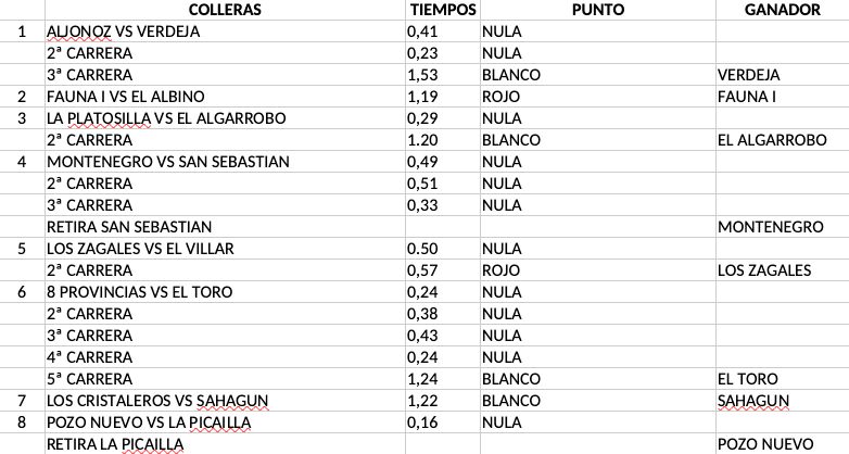 Resultados octavos Grupo 4 - Provinciales 2024