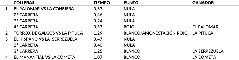 Resultados semifinales Grupo 3 - Provinciales 2024