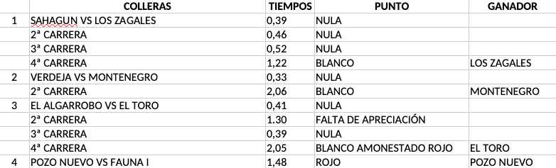 Resultados semifinales Grupo 4 - Provinciales 2024