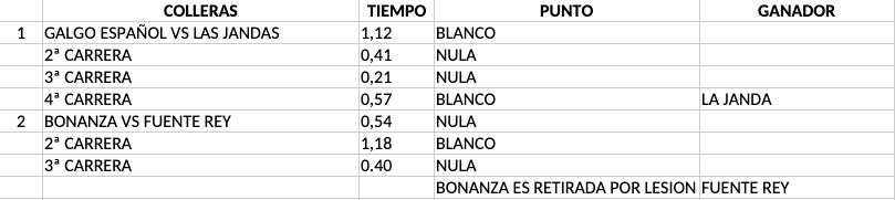Resultados semifinales Grupo 1 - Provinciales 2024
