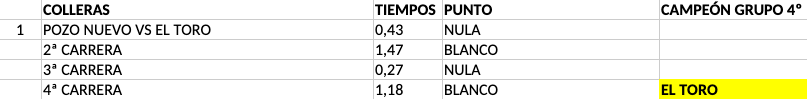 Resultados finales Grupo 4 - Provinciales 2024